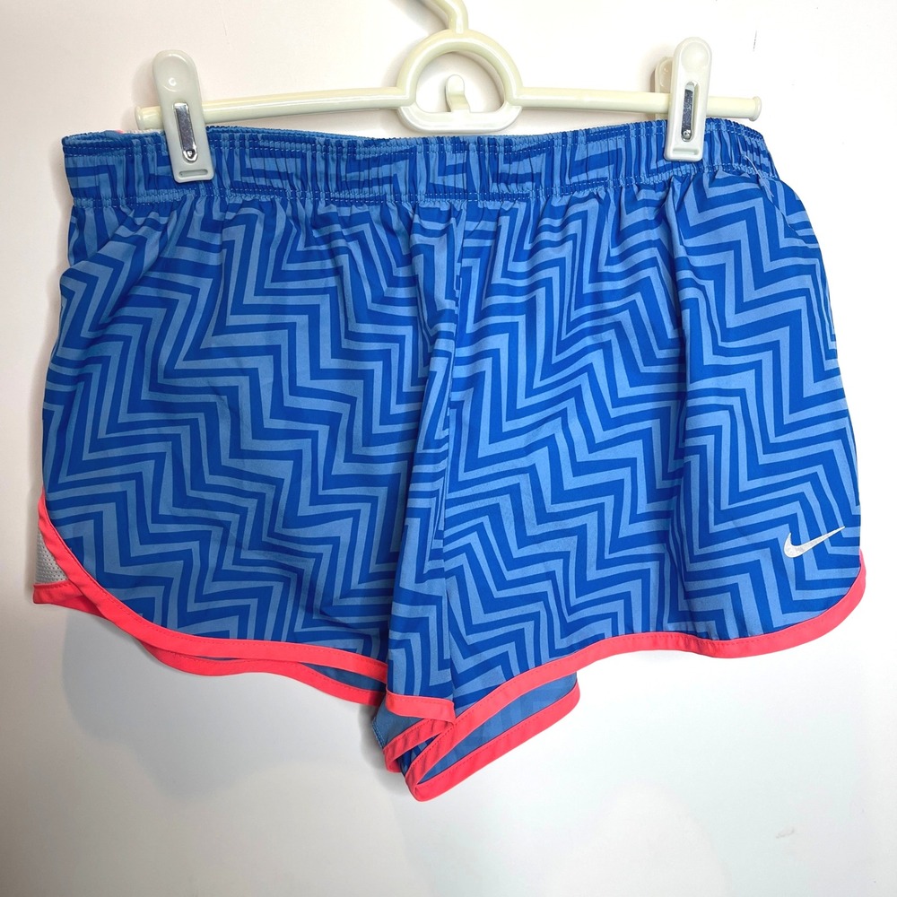 Nike Dri Fit Running Shorts Women's Blue Geometric Zigzag Print Athletic‎ Shorts